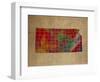 KS Colorful Counties-Red Atlas Designs-Framed Giclee Print