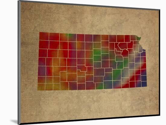 KS Colorful Counties-Red Atlas Designs-Mounted Giclee Print