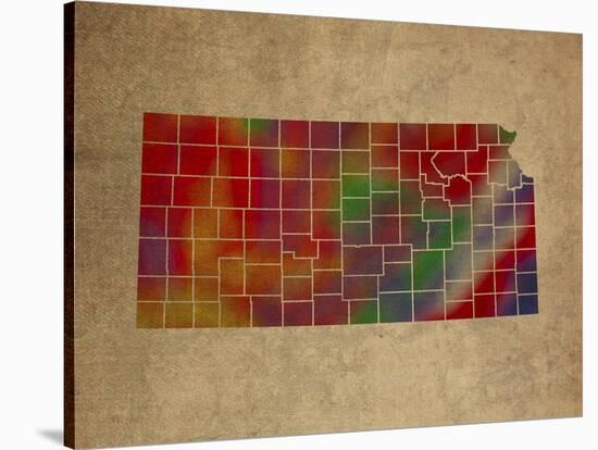 KS Colorful Counties-Red Atlas Designs-Stretched Canvas