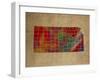 KS Colorful Counties-Red Atlas Designs-Framed Giclee Print