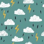 Simple Children&#39;S Doodle Pattern. Doodle Pattern with Clouds.-Ksu_Ganz-Art Print