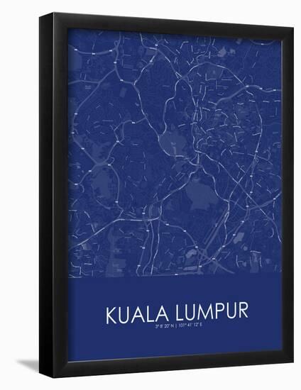 Kuala Lumpur, Malaysia Blue Map-null-Framed Poster