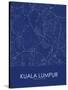 Kuala Lumpur, Malaysia Blue Map-null-Stretched Canvas