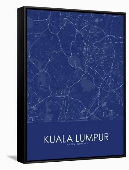 Kuala Lumpur, Malaysia Blue Map-null-Framed Stretched Canvas