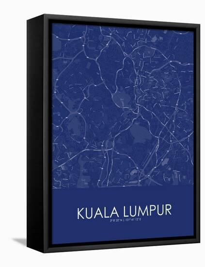 Kuala Lumpur, Malaysia Blue Map-null-Framed Stretched Canvas