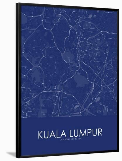 Kuala Lumpur, Malaysia Blue Map-null-Framed Poster