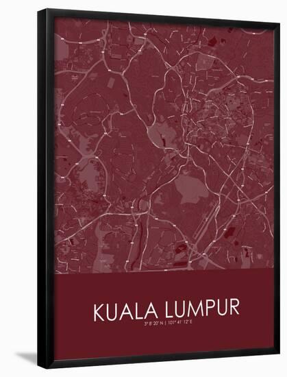 Kuala Lumpur, Malaysia Red Map-null-Framed Poster