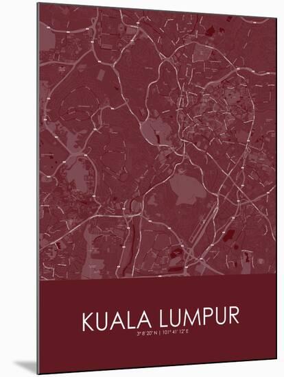 Kuala Lumpur, Malaysia Red Map-null-Mounted Poster