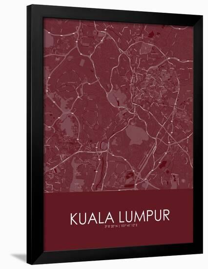 Kuala Lumpur, Malaysia Red Map-null-Framed Poster