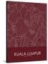 Kuala Lumpur, Malaysia Red Map-null-Stretched Canvas