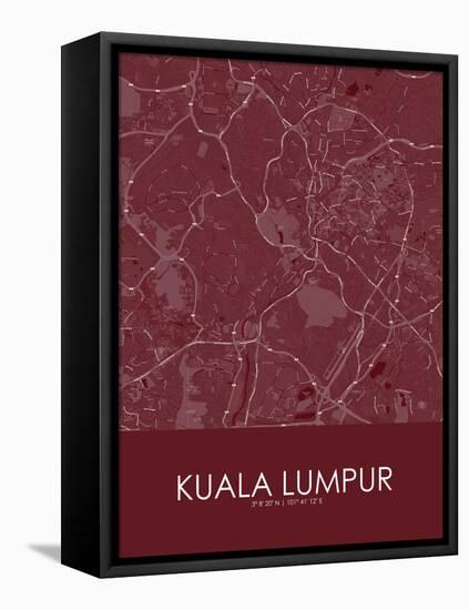 Kuala Lumpur, Malaysia Red Map-null-Framed Stretched Canvas