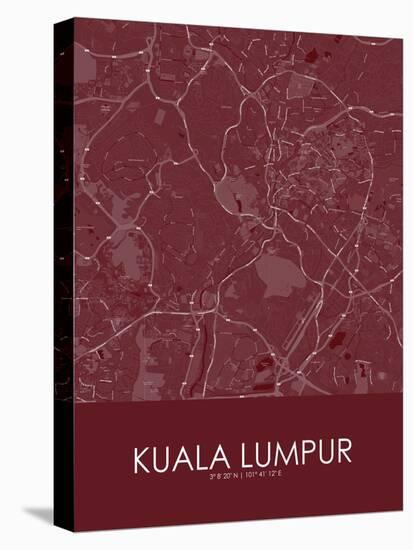 Kuala Lumpur, Malaysia Red Map-null-Stretched Canvas