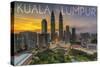 Kuala Lumpur, Malaysia - Skyline at Sunset-Lantern Press-Stretched Canvas