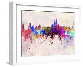 Kuala Lumpur Skyline in Watercolor Background-paulrommer-Framed Art Print