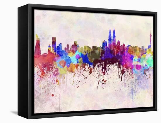 Kuala Lumpur Skyline in Watercolor Background-paulrommer-Framed Stretched Canvas
