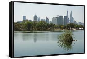 Kuala Lumpur Skyline Seen from Lake Titiwangsa, Kuala Lumpur, Malaysia, Southeast Asia, Asia-Jochen Schlenker-Framed Stretched Canvas