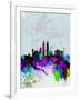 Kuala Lumpur Watercolor Skyline-NaxArt-Framed Art Print