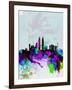 Kuala Lumpur Watercolor Skyline-NaxArt-Framed Art Print