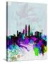 Kuala Lumpur Watercolor Skyline-NaxArt-Stretched Canvas