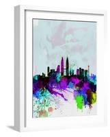 Kuala Lumpur Watercolor Skyline-NaxArt-Framed Art Print