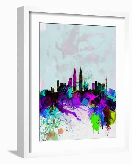 Kuala Lumpur Watercolor Skyline-NaxArt-Framed Art Print