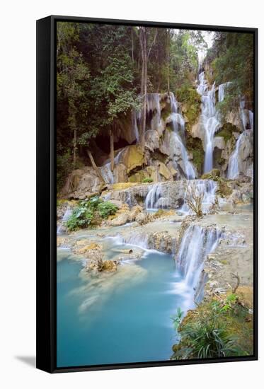 Kuang Si falls, Luang Prabang, Laos, Indochina, Southeast Asia-Jan Miracky-Framed Stretched Canvas