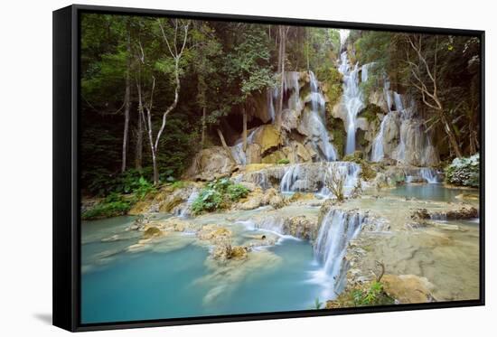 Kuang Si falls, Luang Prabang, Laos, Indochina, Southeast Asia-Jan Miracky-Framed Stretched Canvas