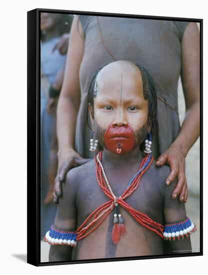 Kuben-Kran-Kegan Indian Boy, Brazil, South America-Robin Hanbury-tenison-Framed Stretched Canvas