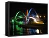 Kubitschek Bridge At Night With Colored Lighting-ccalmons-Framed Stretched Canvas