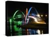 Kubitschek Bridge At Night With Colored Lighting-ccalmons-Stretched Canvas