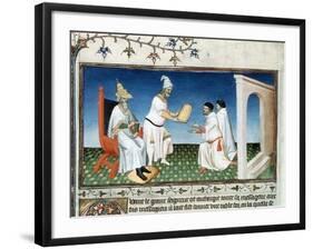 Kublai Khan Gives the Polos their Passport, C1280s-null-Framed Giclee Print