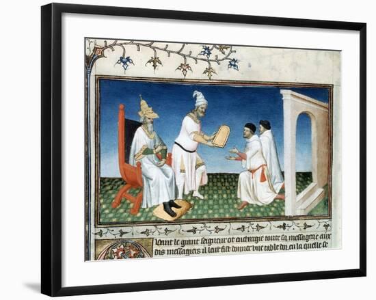 Kublai Khan Gives the Polos their Passport, C1280s-null-Framed Giclee Print