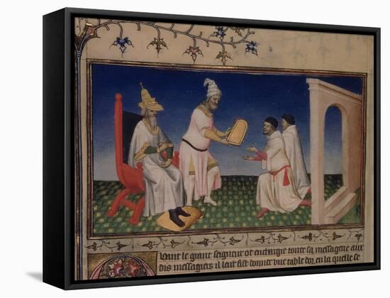 Kublai Khan Giving His Golden Seal to Marco Polo at His New Capital in Cambaluc-Boucicaut Master-Framed Stretched Canvas