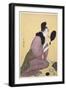 Kuchi-Beni, Painting the Lips (Colour Woodblock Print)-Kitagawa Utamaro-Framed Giclee Print