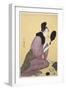 Kuchi-Beni, Painting the Lips (Colour Woodblock Print)-Kitagawa Utamaro-Framed Giclee Print