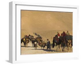 Kuchie Nomad Camel Train, Between Chakhcharan and Jam, Afghanistan, Asia-Jane Sweeney-Framed Photographic Print