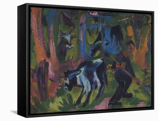 Kuehe Im Wald, 1920/21-Ernst Ludwig Kirchner-Framed Stretched Canvas