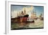 Künstler Blick in Den Hafen, Dampfer, Segelschiff-null-Framed Giclee Print