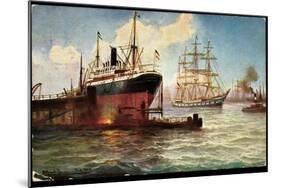 Künstler Blick in Den Hafen, Dampfer, Segelschiff-null-Mounted Giclee Print