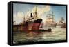 Künstler Blick in Den Hafen, Dampfer, Segelschiff-null-Framed Stretched Canvas