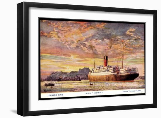 Künstler Cunard Line, R.M.S. Andania, Dampfer-null-Framed Premium Giclee Print