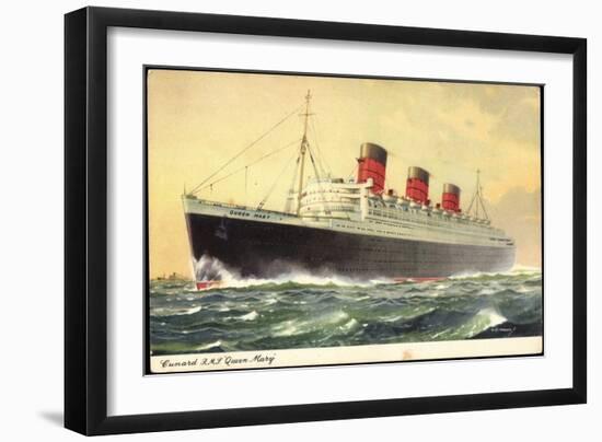 Künstler Cunard Line, R.M.S. Queen Mary, Dampfschiff-null-Framed Giclee Print