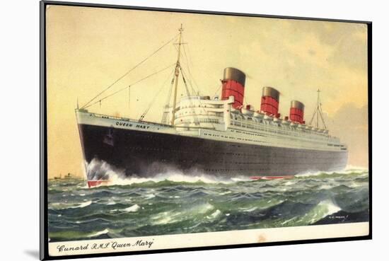 Künstler Cunard Line, R.M.S. Queen Mary, Dampfschiff-null-Mounted Giclee Print