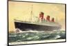 Künstler Cunard Line, R.M.S. Queen Mary, Dampfschiff-null-Mounted Giclee Print