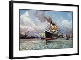 Künstler Dampfschiff Im Hafen, Rauch, Theo Stroefer-null-Framed Giclee Print