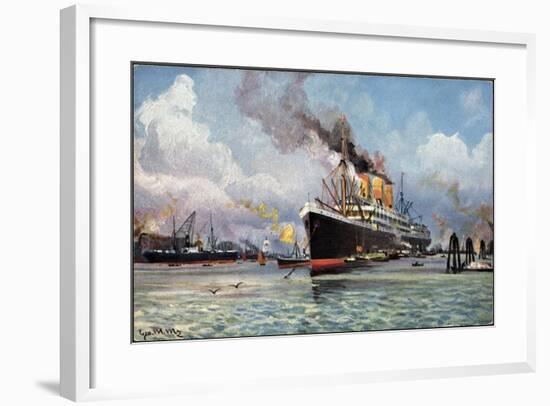 Künstler Dampfschiff Im Hafen, Rauch, Theo Stroefer-null-Framed Giclee Print