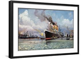 Künstler Dampfschiff Im Hafen, Rauch, Theo Stroefer-null-Framed Giclee Print