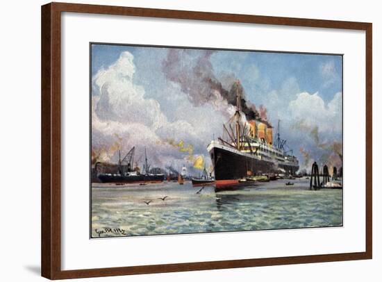 Künstler Dampfschiff Im Hafen, Rauch, Theo Stroefer-null-Framed Giclee Print