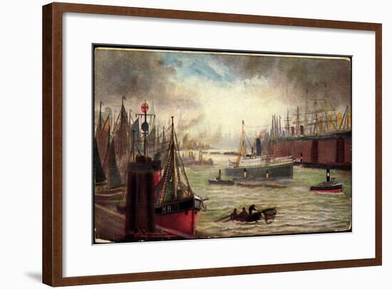 Künstler Dampfschiff Im Hafen, Segelschiffe, Fed 402-null-Framed Giclee Print