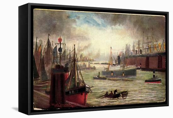 Künstler Dampfschiff Im Hafen, Segelschiffe, Fed 402-null-Framed Stretched Canvas